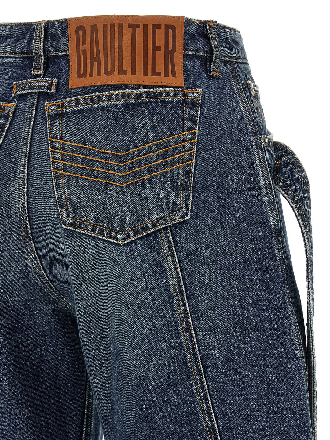 Jean Paul Gaultier The Blue Denim Strap Jeans - Light Blue | a0900b3c6e57132b4ccfe1b172fdfe930a23d7dd