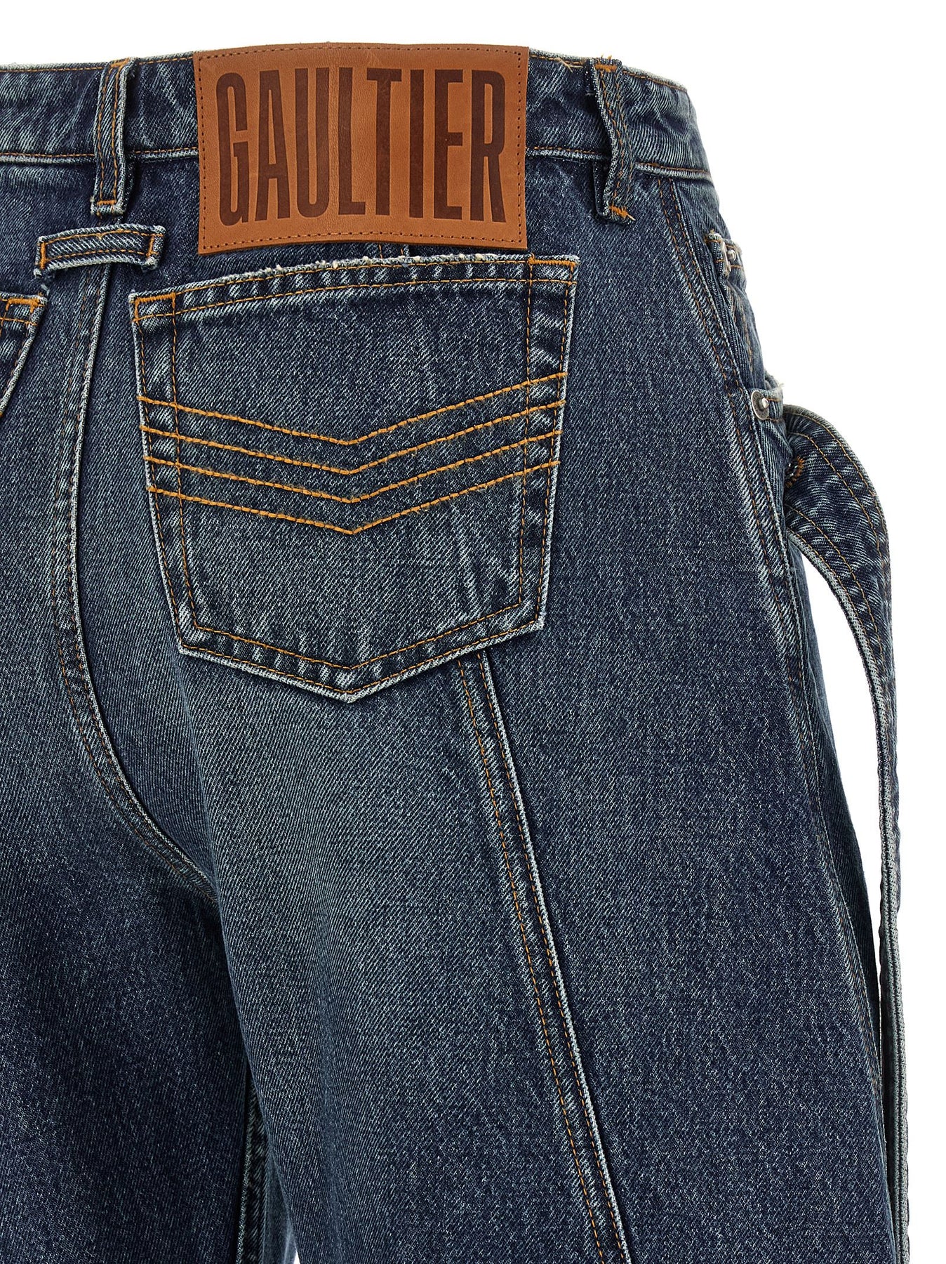 Jean Paul Gaultier The Blue Denim Strap Jeans - Light Blue | a0900b3c6e57132b4ccfe1b172fdfe930a23d7dd