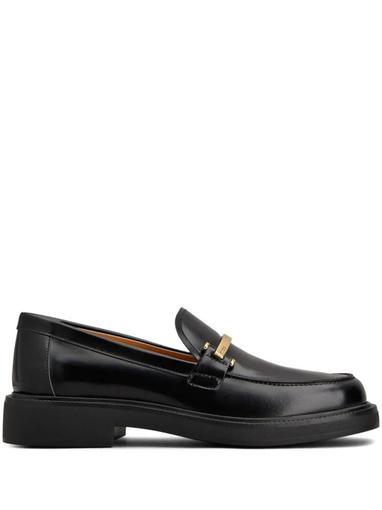 Leather Loafers With Metal Bar