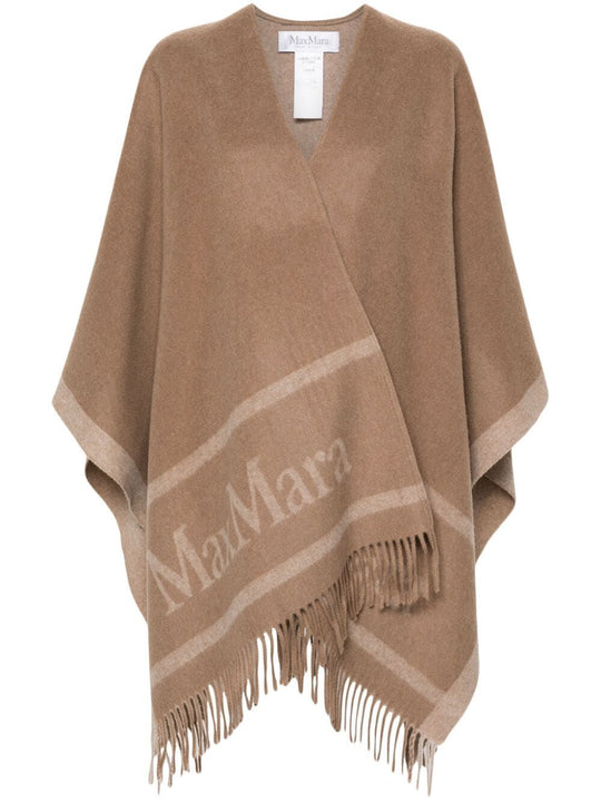 Jacquard Logo-Decorated Wool Poncho