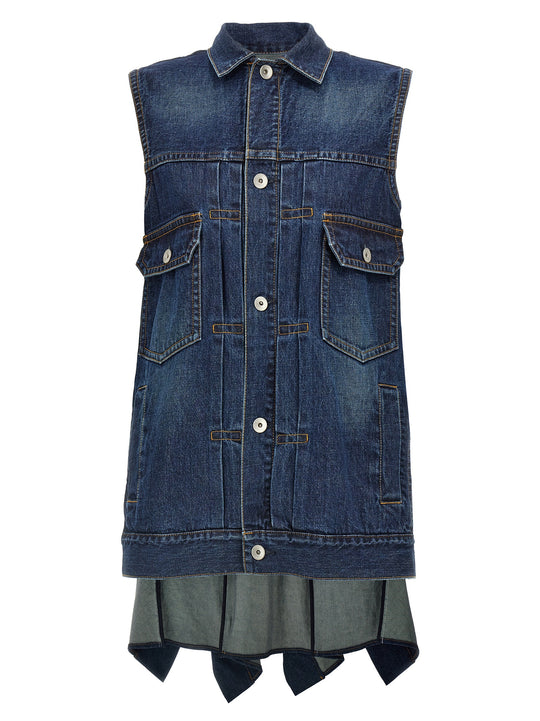 Ruffled Denim Dress Dresses Blue