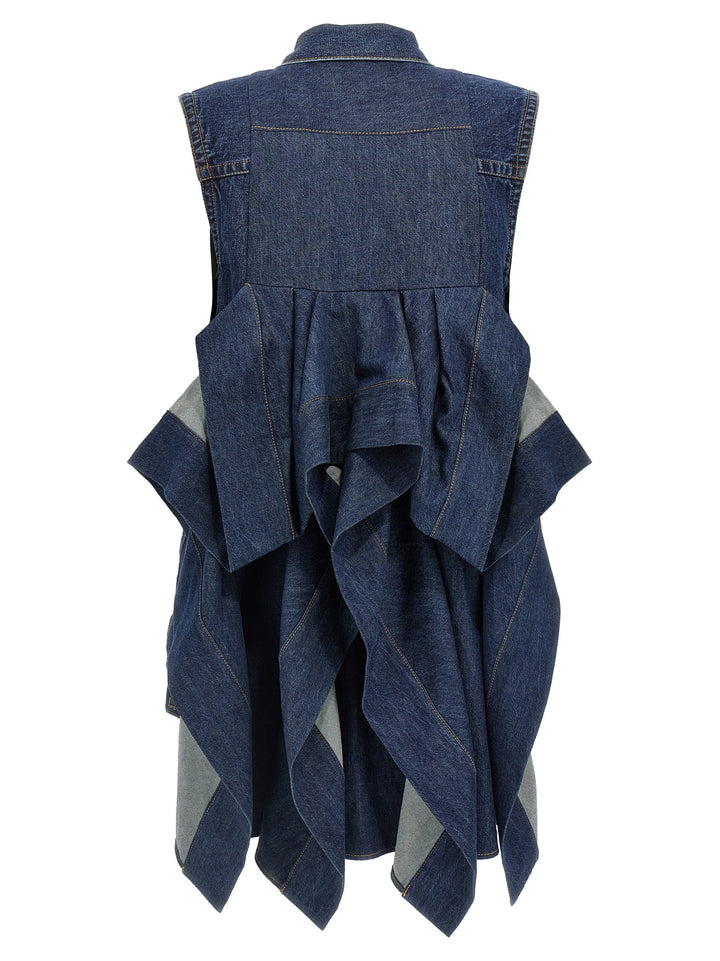 Sacai Ruffled Denim Dress Dresses - Blue | 1f4f50c99947496108d84decca61c1262c087673