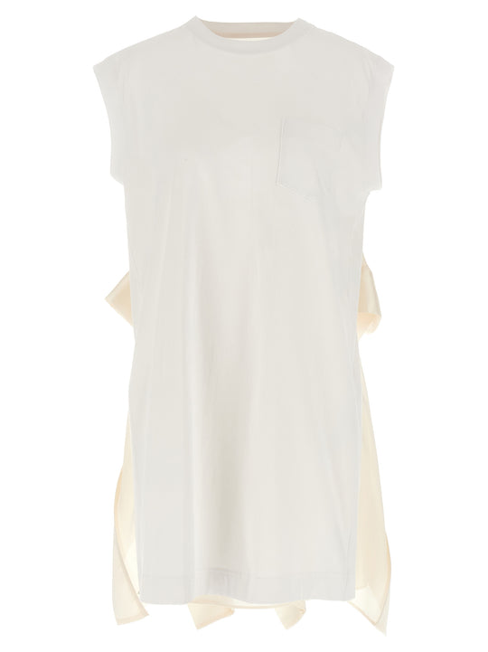Pleated T-Shirt Dresses White