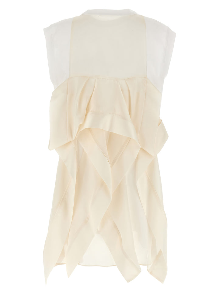 Sacai Pleated T-Shirt Dresses - White | 275fbe7bd36dcf307c0b3c240a277141d621e25a