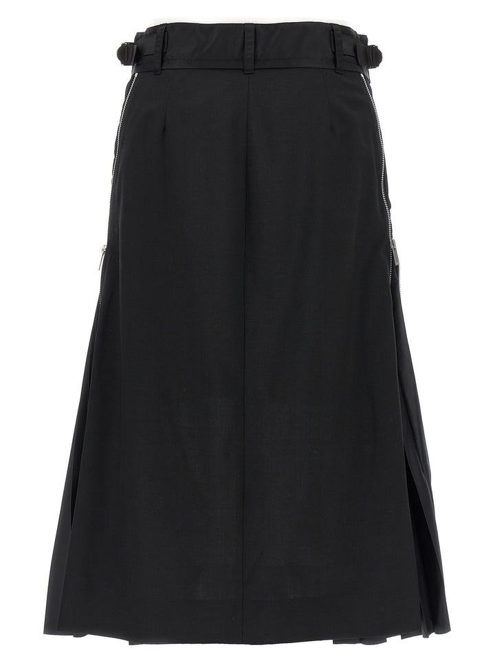 Sacai Cargo Mix Skirts - Black | 26bc2a4ac6269a7296983cadf6444e5025630f65