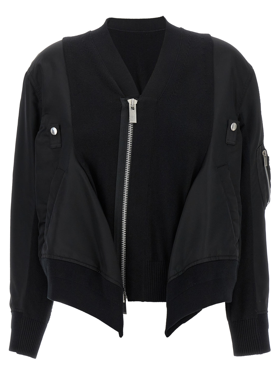 Sacai Nylon Insert Cardigan Sweaters and Cardigans - Black | b36ec09ab2a253f873e732f6fca9a9841954c40f