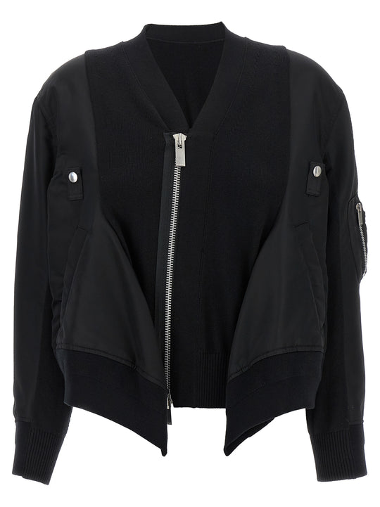 Nylon Insert Cardigan Sweaters And Cardigans Black