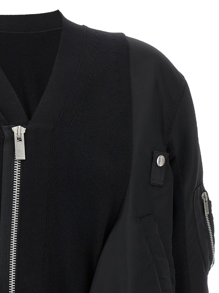 Sacai Nylon Insert Cardigan Sweaters and Cardigans - Black | 6191fdf68c4b2187f148817d396ad1809a15630f