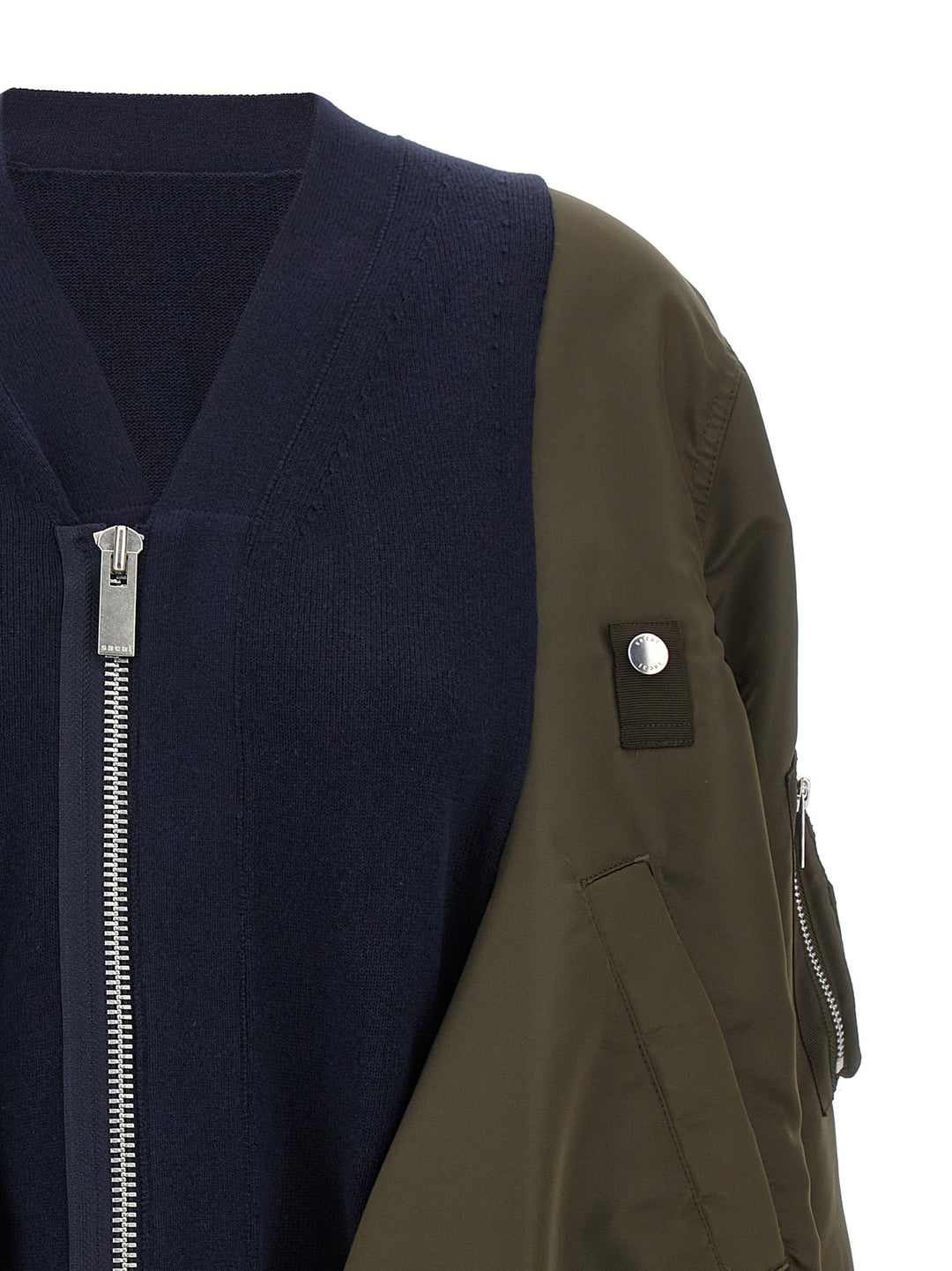 Sacai Nylon Insert Cardigan Sweaters and Cardigans - Multicolor | 70431bcae743fbf624f8fb055c9ca12562b02e9d