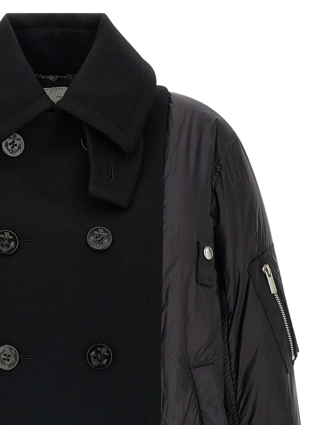 Sacai Wool Insert Bomber Jacket Puffer Jackets - Black | 9145bd80619a0c731ed96c930620c05c775b519b