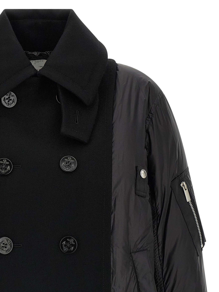 Sacai Wool Insert Bomber Jacket Puffer Jackets - Black | 9145bd80619a0c731ed96c930620c05c775b519b