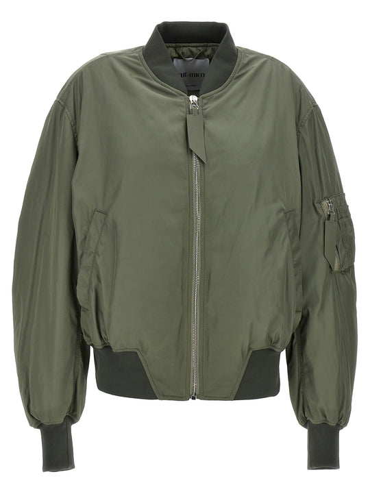 Nylon Bomber Jacket Puffer Jackets Green