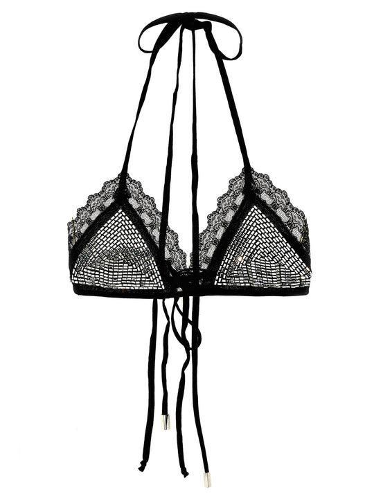 Rhinestone Bra Intimo Black