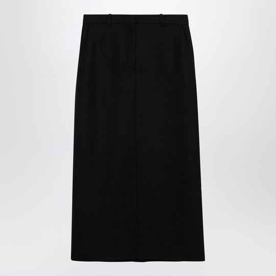Black Maxi Skirt In Wool Blend