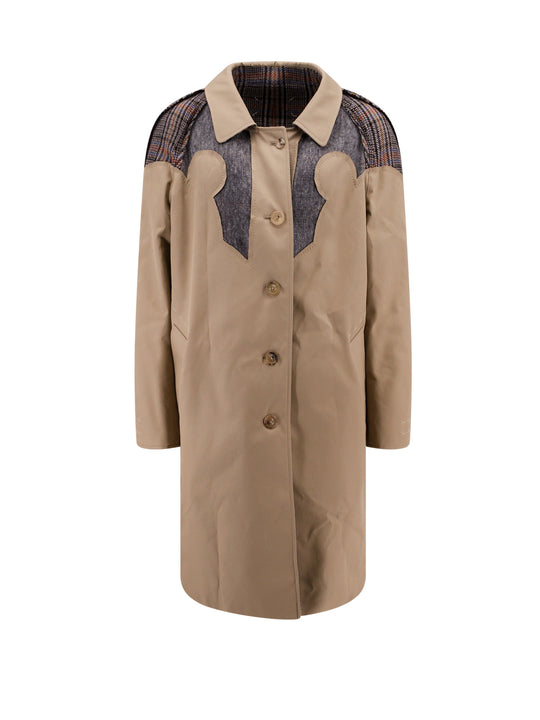 Nylon And Cotton Coat With Wool Madras Lining