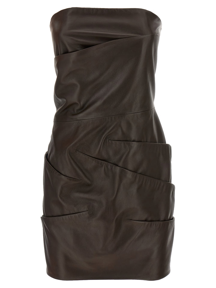 The Attico Leather Dress Dresses - Brown | 22bbc3d68a9f66382f92adaac231a53f6f6373ce