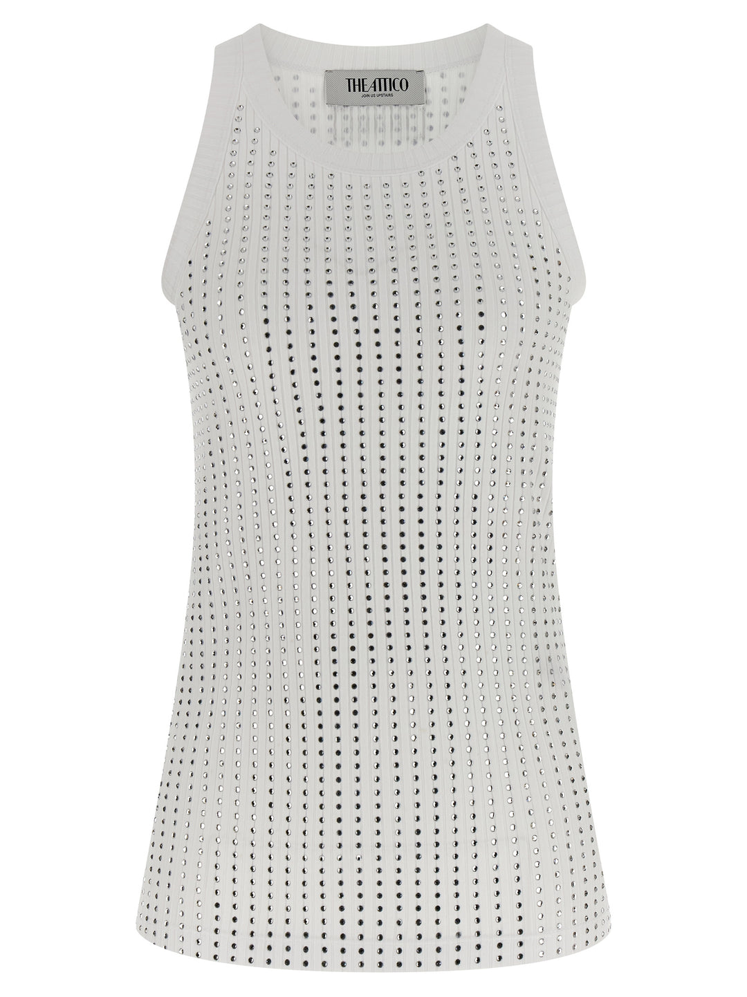 The Attico Rhinestone Tank Top Tops - White | b8406dfc1c048c39c355f9e24c48fed11702f0ca