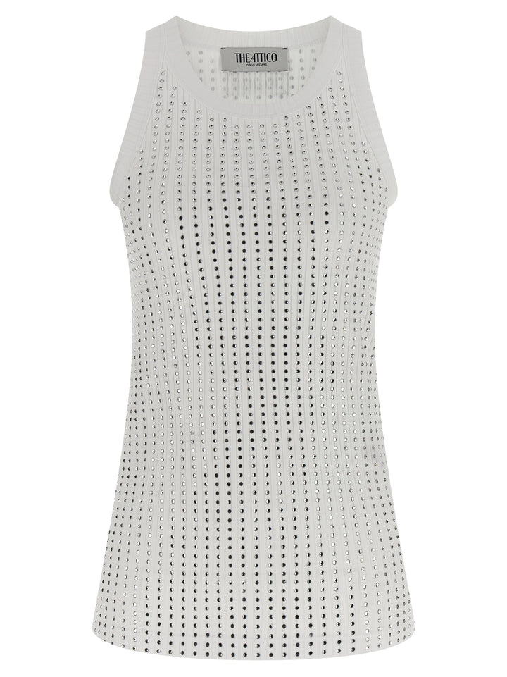The Attico Rhinestone Tank Top Tops - White | b8406dfc1c048c39c355f9e24c48fed11702f0ca