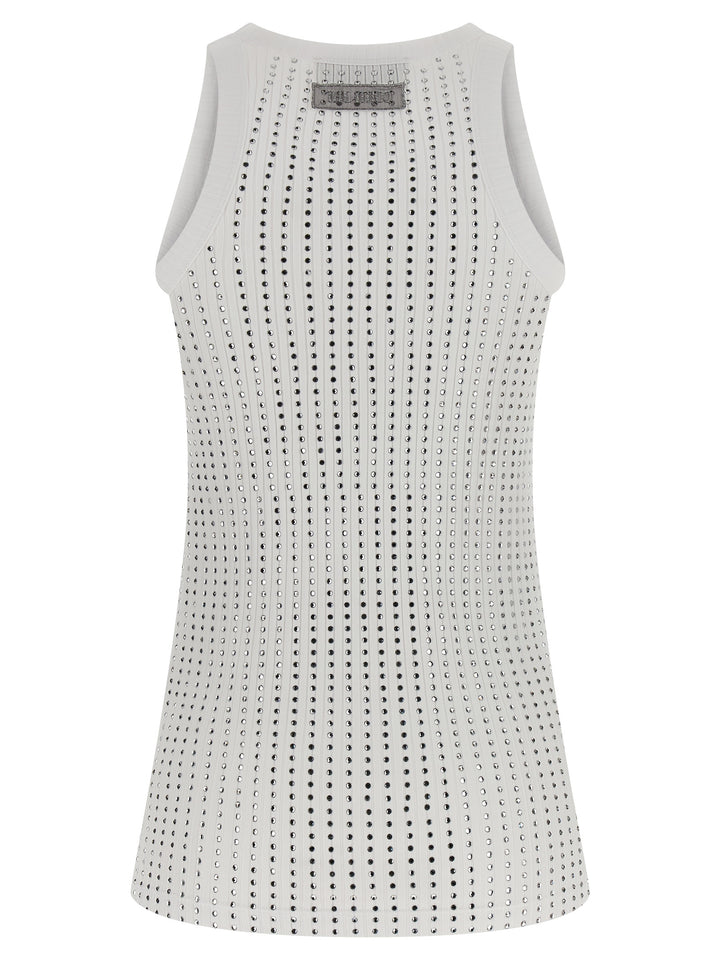 The Attico Rhinestone Tank Top Tops - White | 62dcaff0e9951148ba78c65ba2e215c4959e4c2d