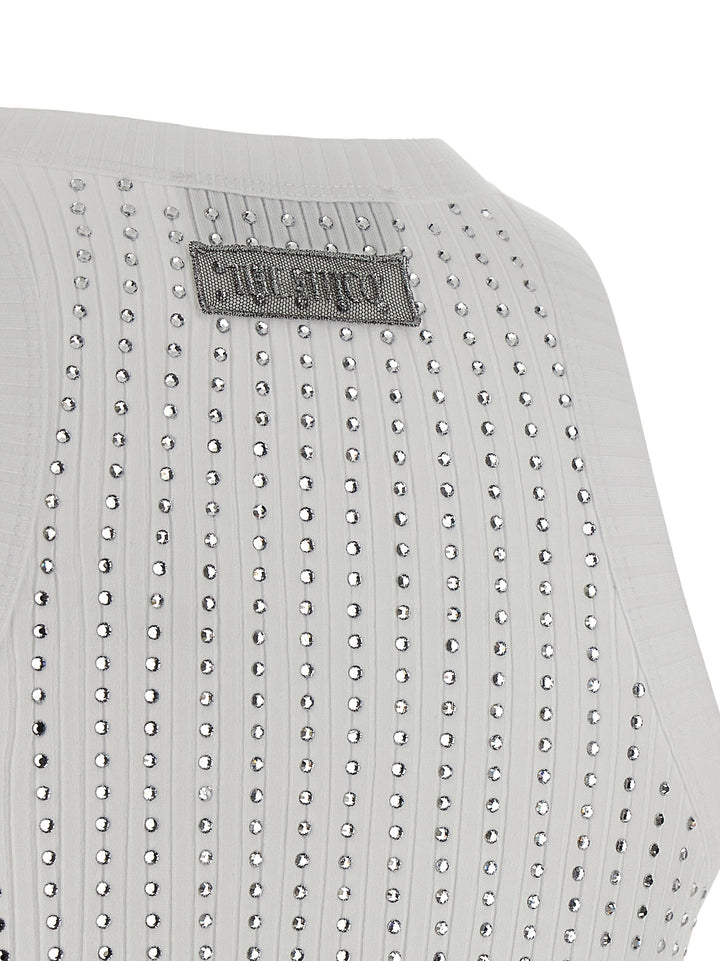 The Attico Rhinestone Tank Top Tops - White | 7c2b377092f7d8223c2554040e9ac22a6f619774