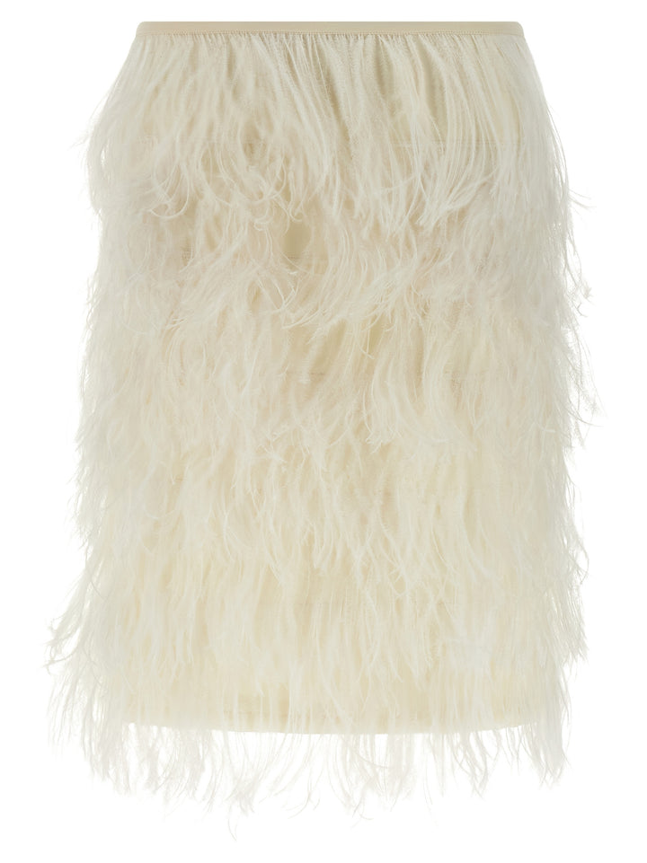 The Attico Ostrich Feather Skirt Skirts - White | 93d0af973ecaf18107a0718008a0423e2d9a2df4