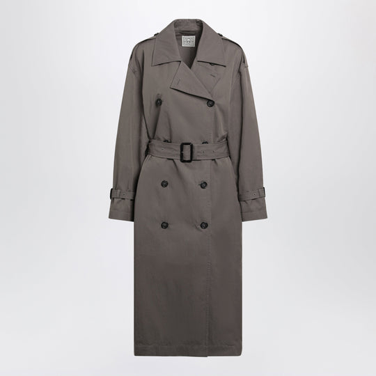 Taupe Double-Breasted Cotton-Blend Trench Coat