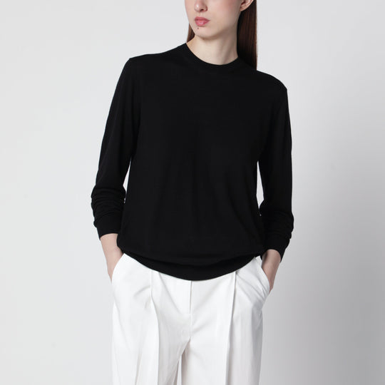 Bewn Fine Crewneck Sweater In Wool And Silk, Black