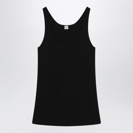 Black Fitted Compact Knit Tank Top