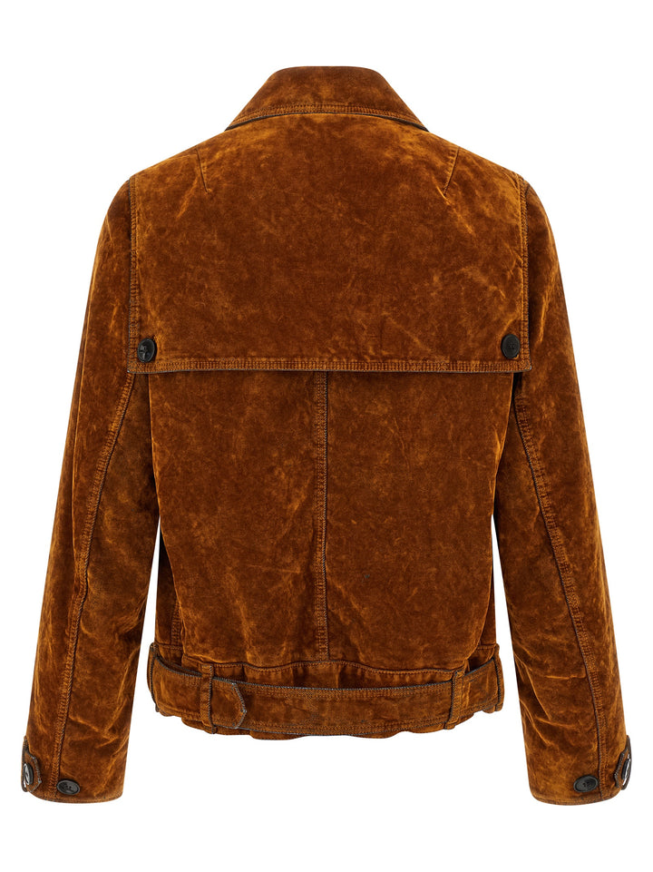 Dries Van Noten  Velvet Biker Jacket Puffer Jackets - Brown | 154febb9848419e011d079d1acfca5d4a903997d