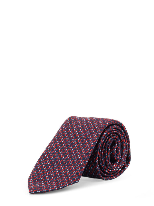 Crema Silk Tie With Intreccio Print