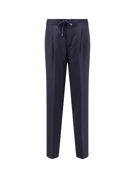 Virgin Wool Trousers With Adjustable Drawstring