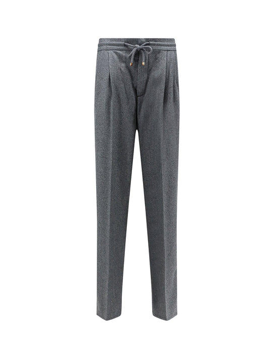 Virgin Wool Trousers With Adjustable Drawstring