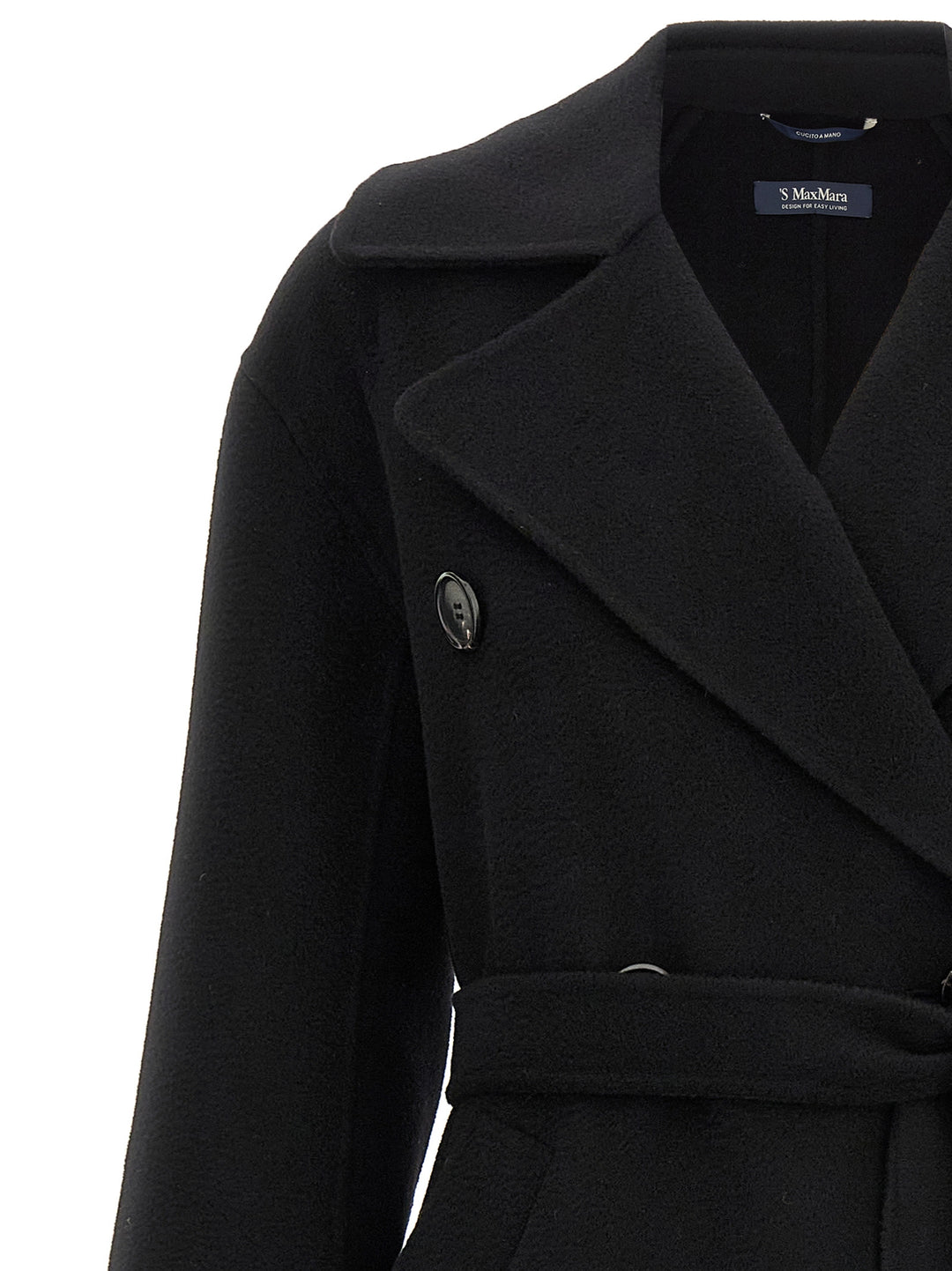 S Max Mara Dalila Coats and Trench Coats - Black | 97aef5e3b82725897fd5491cf1b8753a8e6e2b9d