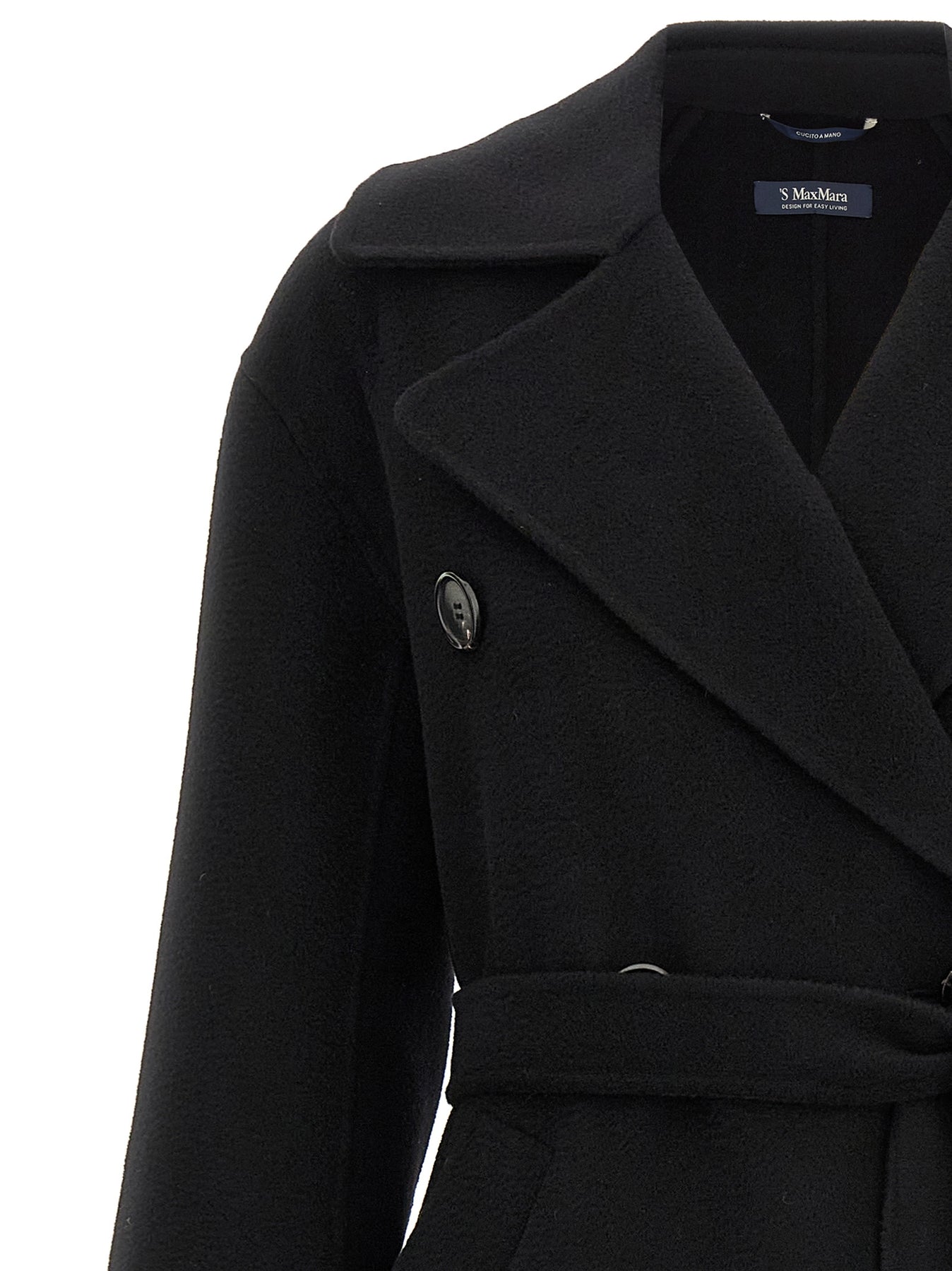 S Max Mara Dalila Coats and Trench Coats - Black | 97aef5e3b82725897fd5491cf1b8753a8e6e2b9d