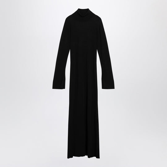 Black Cashmere Blend Turtleneck Dress