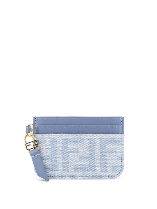 Denim Baguette Card Holder With Ff Motif