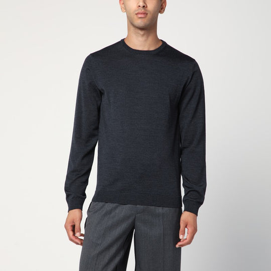 Anthracite Grey Crew Neck Wool Sweater