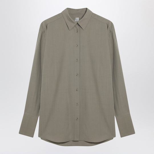 Taupe Wool-Blend Shirt