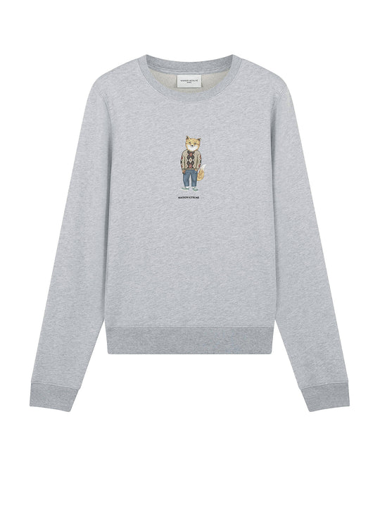 Cotton Sweatshirt With Dressed Fox Print