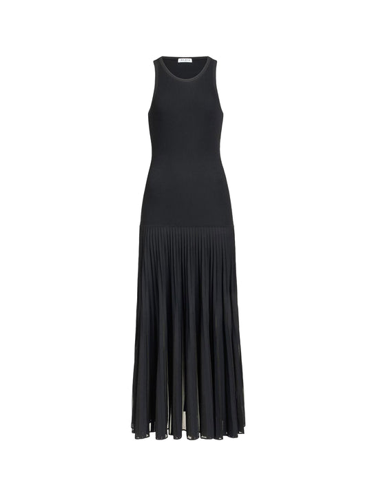 Long Pleated Viscose Blend Dress