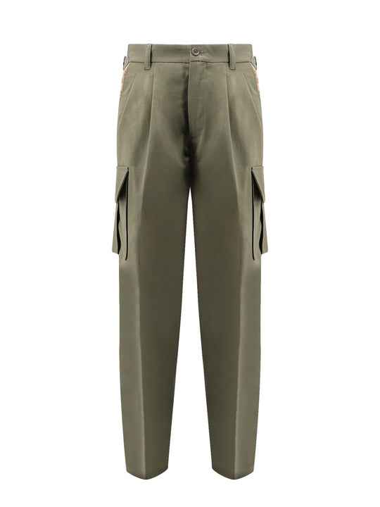 Cotton Cargo Trouser With Gg Fabric Inserts