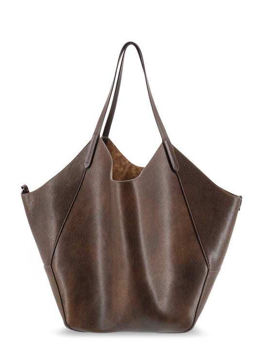 Leather Shopping Bag With Side Monili Detail