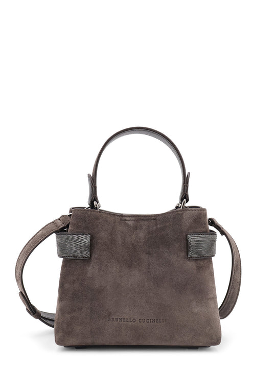 Suede Crossbody Bag With Monili Detail