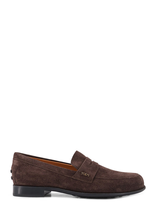 Suede Loafers With Side Logo