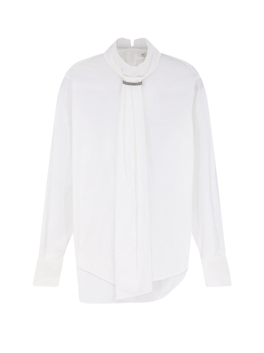 Cotton Blend Shirt With Monili Detail