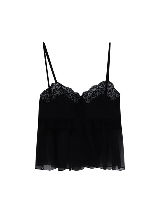 Silk Top With Lace Profiles