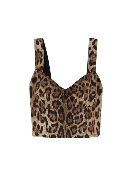 Cotton Blend Top With Animal Print