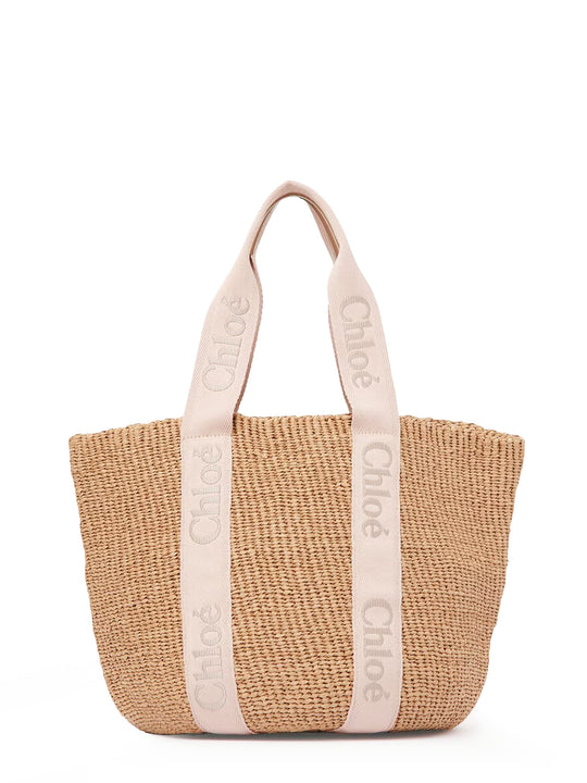 Woody Raffia Shoulder Bag