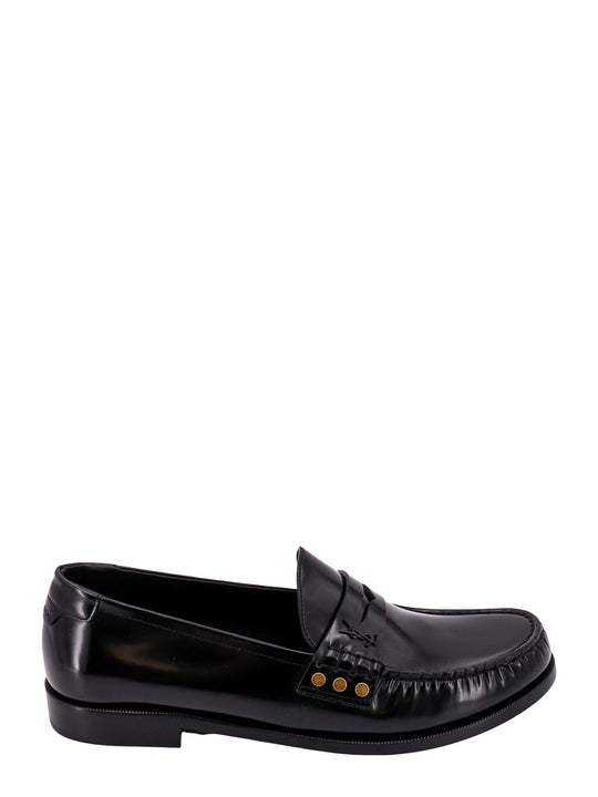 Leather Loafer With Metal Monogram