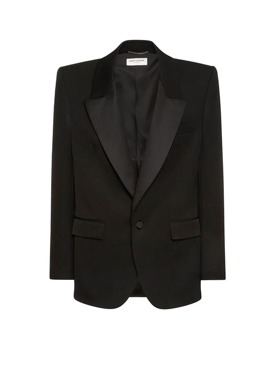 Tuxedo Wool Blazer With Satin Lapel